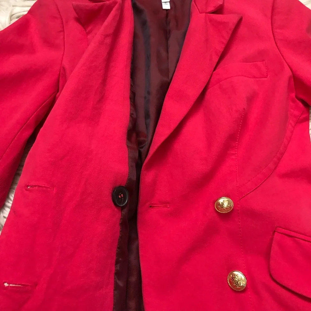 Derek Lam 10 Crosby Classic Double Breasted Fitted Red Fuchsia Blazer size 2